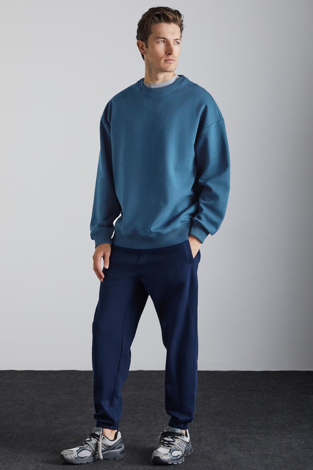 Adams Erkek Içi Polarlı Yumuşacık Organik Pamuklu Regular Fit Mavi Sweatshirt