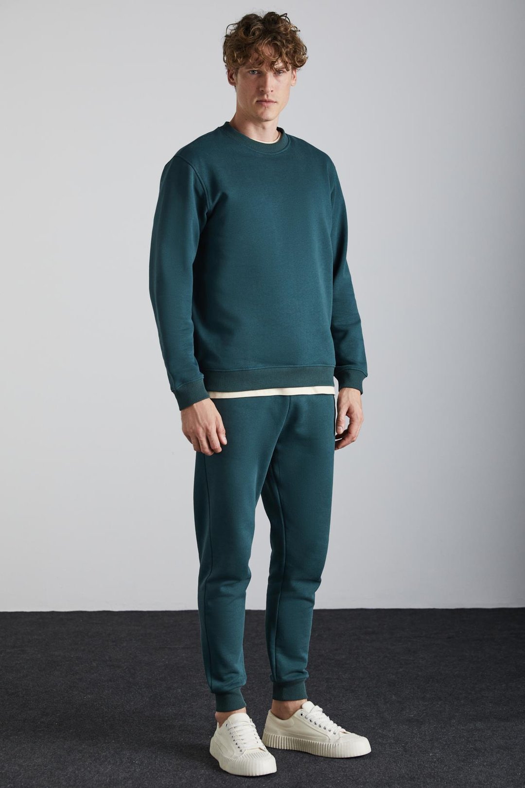 ADENS Erkek Regular Organik Pamuklu Premium Kumaş  Içi Şardonlu Lastikli Paça Yeşil Eşofman Altı