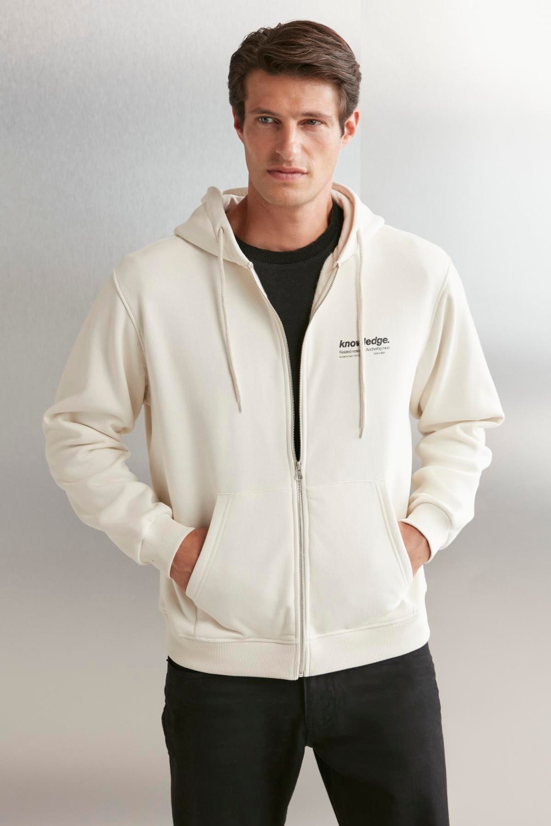AKSEL  Oversize Taş Rengi Tekli Sweatshirt