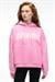 ALIRAYNE Kadın Baskılı Oversize Kapüşonlu Kanguru Cep Pembe Sweatshirt
