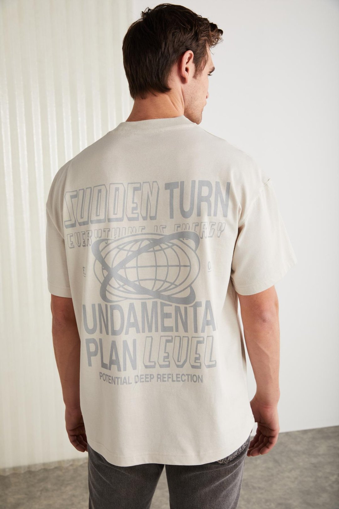 APOLO Basic Oversize Taş Rengi Tekli T-Shirt