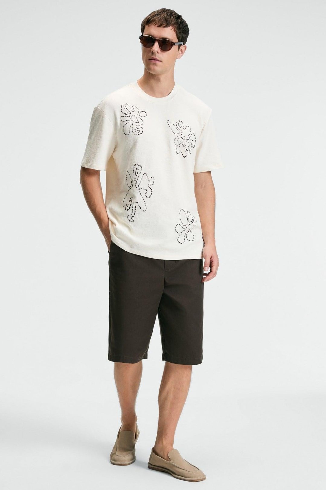 BAGGY Erkek %100 Pamuk Oversize Fit Baskılı Kısa Kollu Yuvarlak Yakalı Vanilya T-Shirt