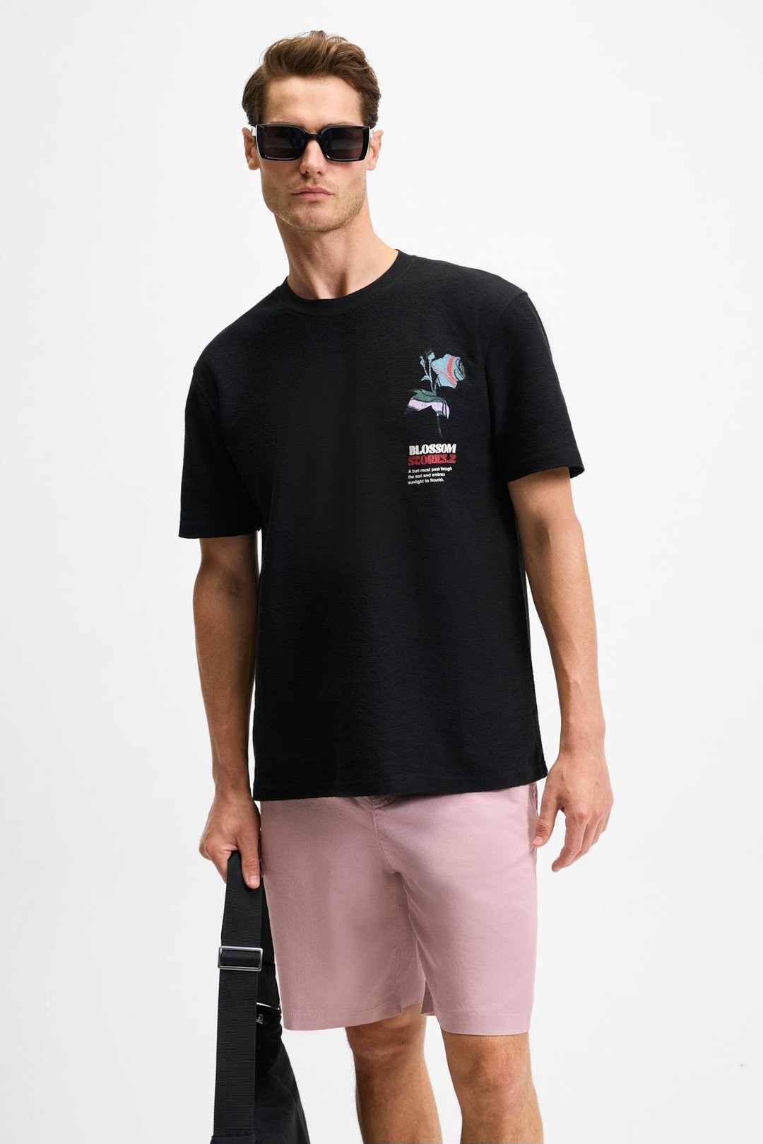 BELLO Erkek %100 Organik Pamuk Bisiklet Yaka Kısa Kol Siyah T-Shirt