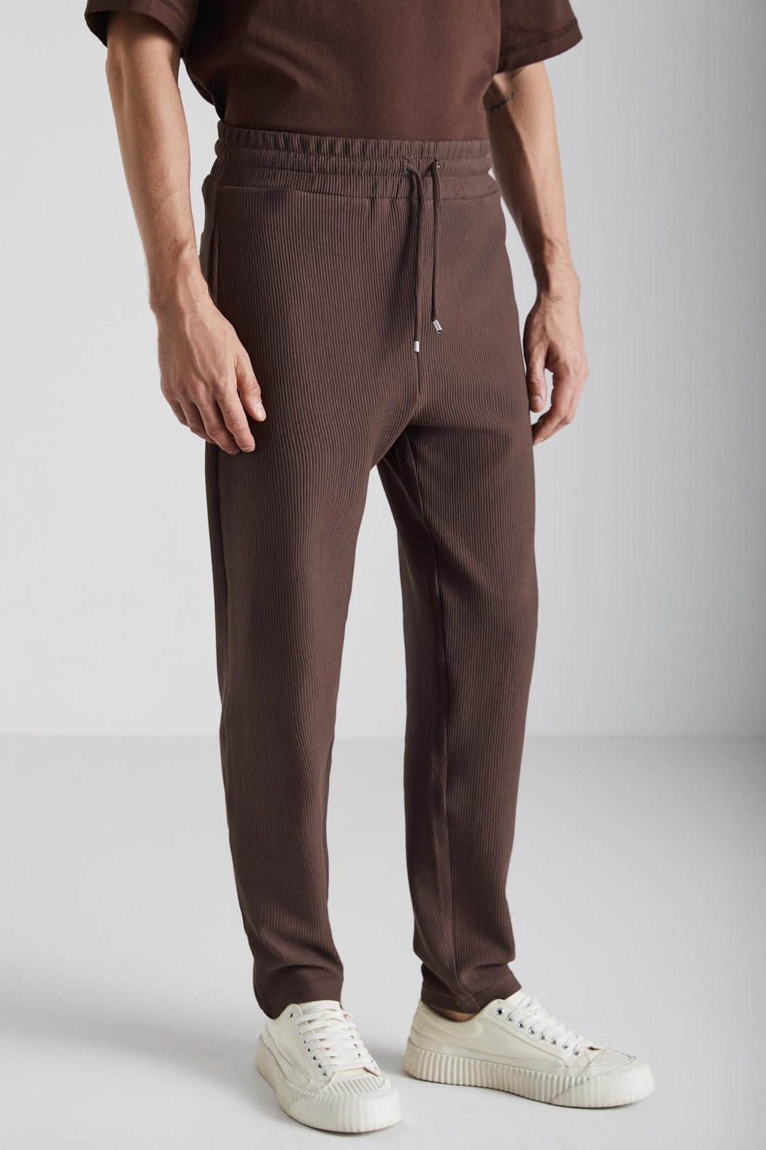 BERTHOLA Erkek Ottoman Kumaşlı Rahat kesim Pantolon Görünümlü Acı Kahve Eşofman Altı