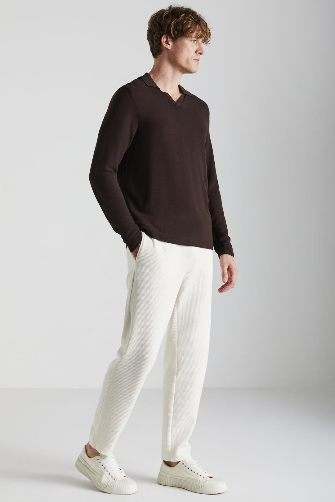 BERTHOLA Erkek Ottoman Kumaşlı Rahat kesim Pantolon Görünümlü Ekru Eşofman Altı