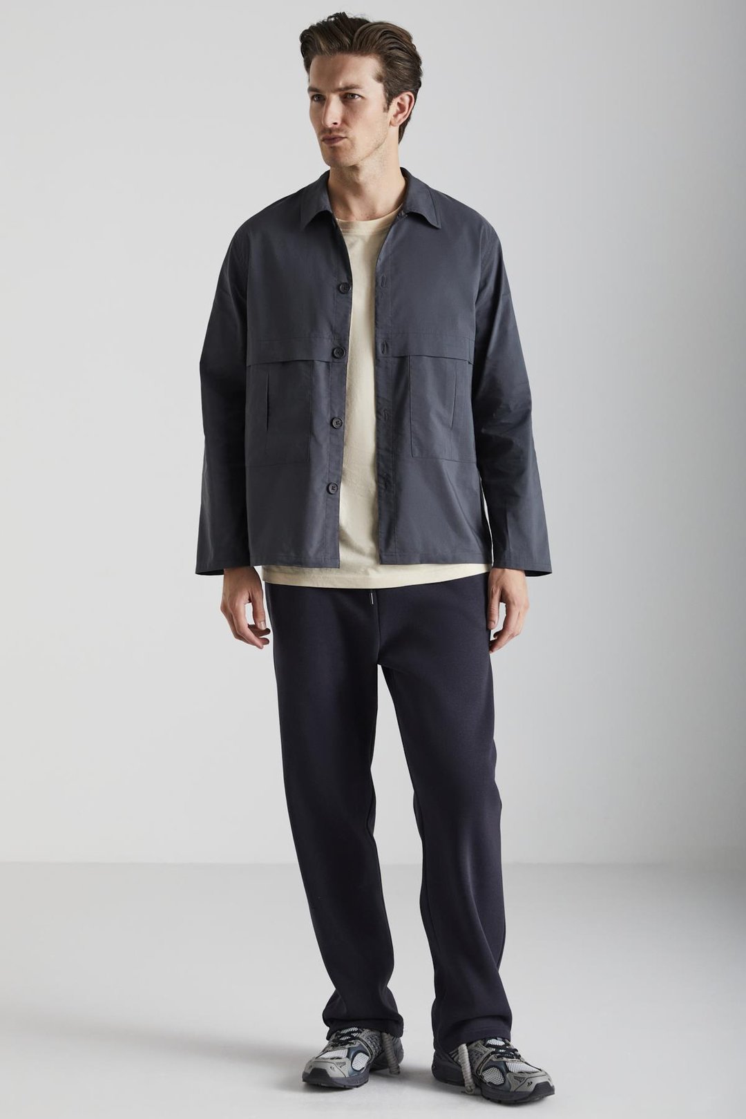 BIBURY Erkek Organik Kumaşlı İçi Polarlı Rahat kesim Pantolon Görünümlü Antrasit Eşofman Altı