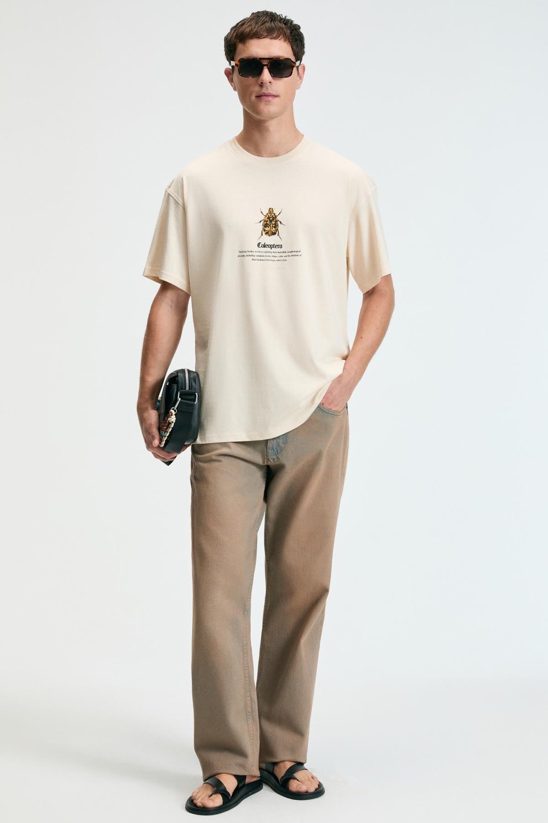 BOLD Erkek %100 Pamuk Oversize Fit Baskılı Kısa Kollu Yuvarlak Yakalı Vanilya T-Shirt