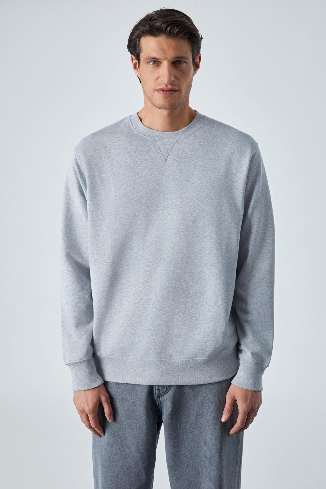 BONELL Erkek %100 Pamuk Relaxed Bisiklet Yaka Uzun Kollu Grimelanj Sweatshirt