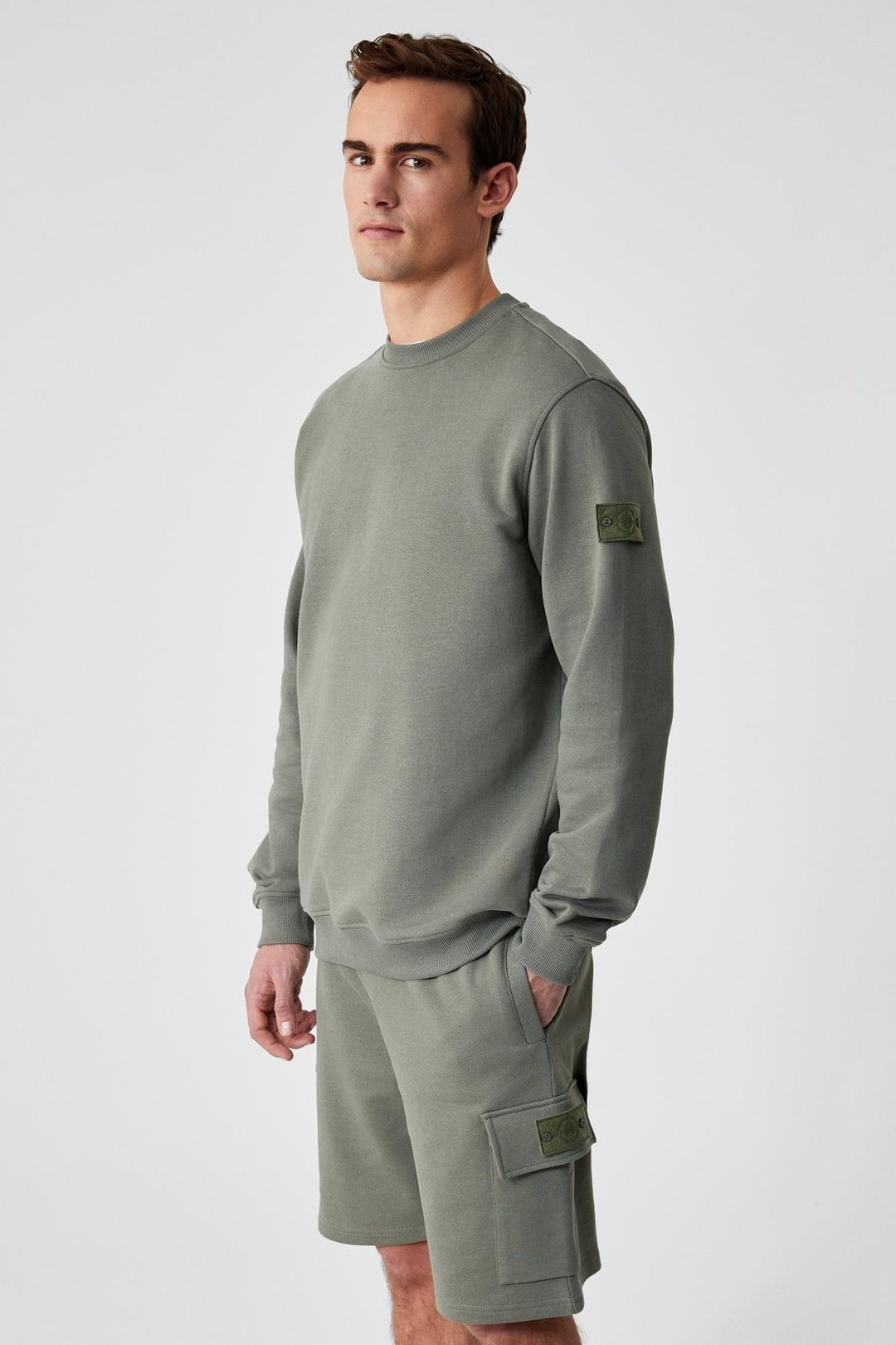 CERVINO Erkek Beli Lastikli Nakış Detaylı Kargo Cep Comfort Haki Şort