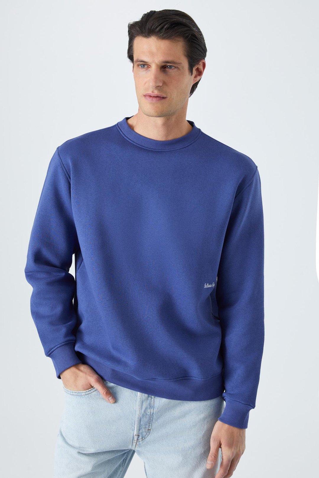 DANE Erkek Organik Kumaşlı Yumuşacık Koyu Mavi Sweatshirt