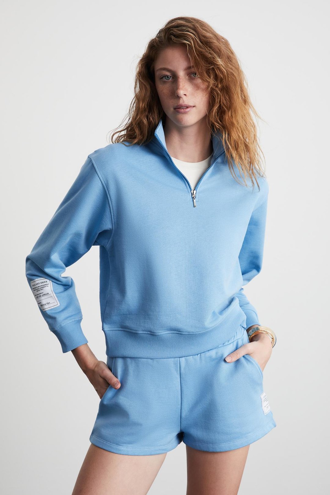 DANIXA Kadın 3 İplik İçi Şardonlu Süs Etiketi Detaylı Mini Mavi Şort