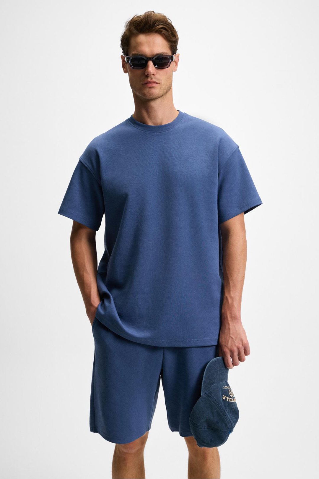 DONYEL Erkek Bisiklet Yaka Kısa Kol Regular İndigo T-Shirt