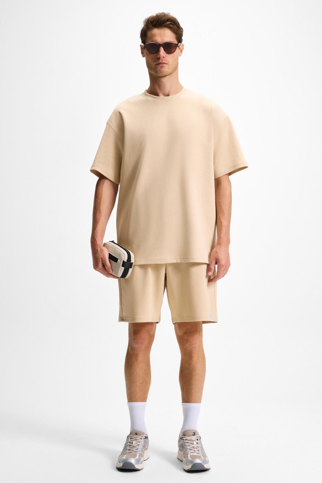 DONYEL Erkek Bisiklet Yaka Kısa Kol Regular Bej T-Shirt