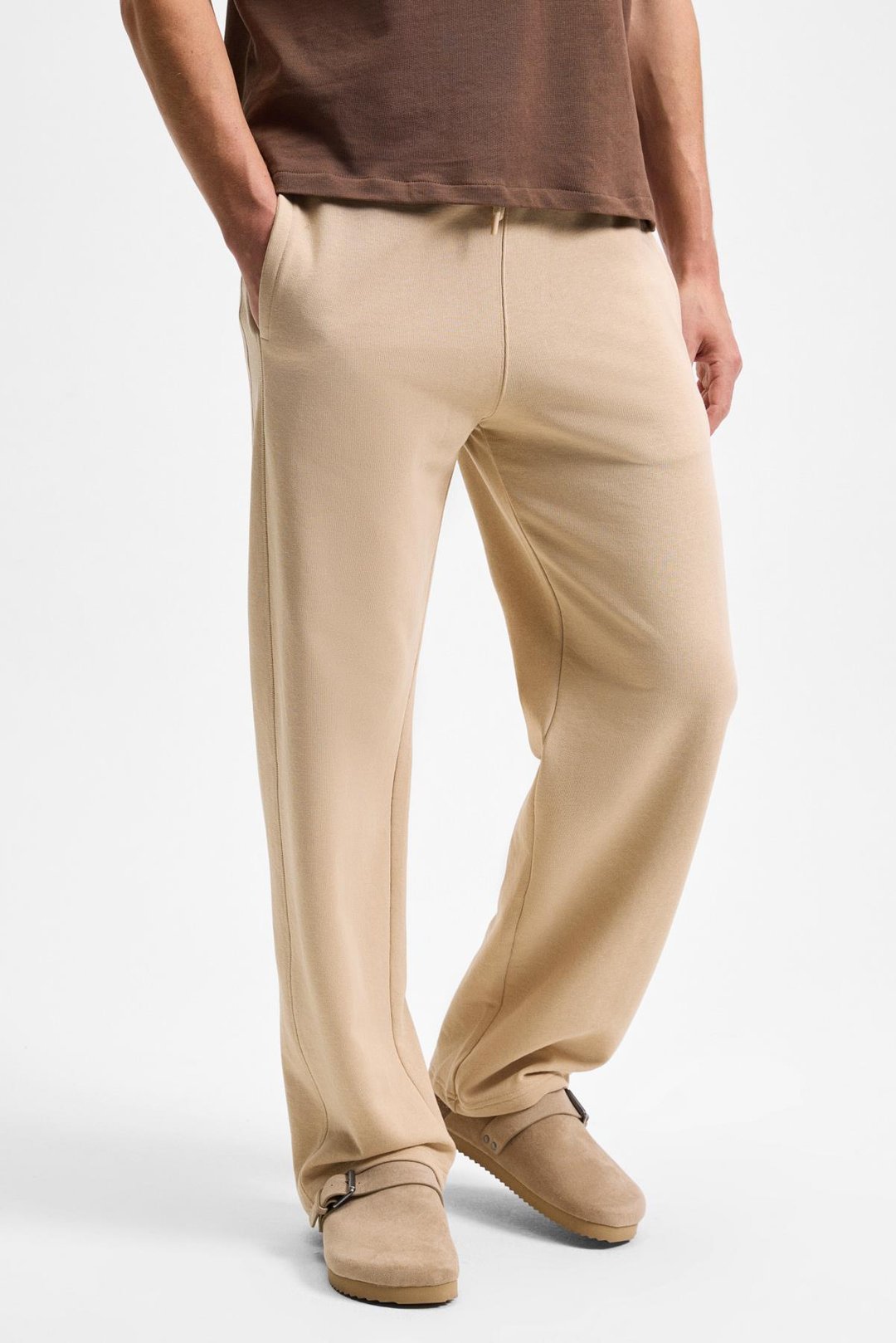 DOTTI Erkek Beli Lastikli Kordonlu Yanları Cepli Relaxed Fit Bej Eşofman Altı