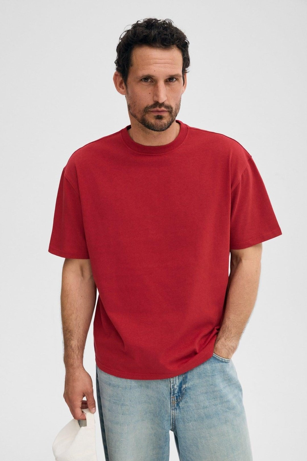 DUNNO Erkek %100 Organik Pamuk Yuvarlak Yakalı Regular Fit Kırmızı T-Shirt