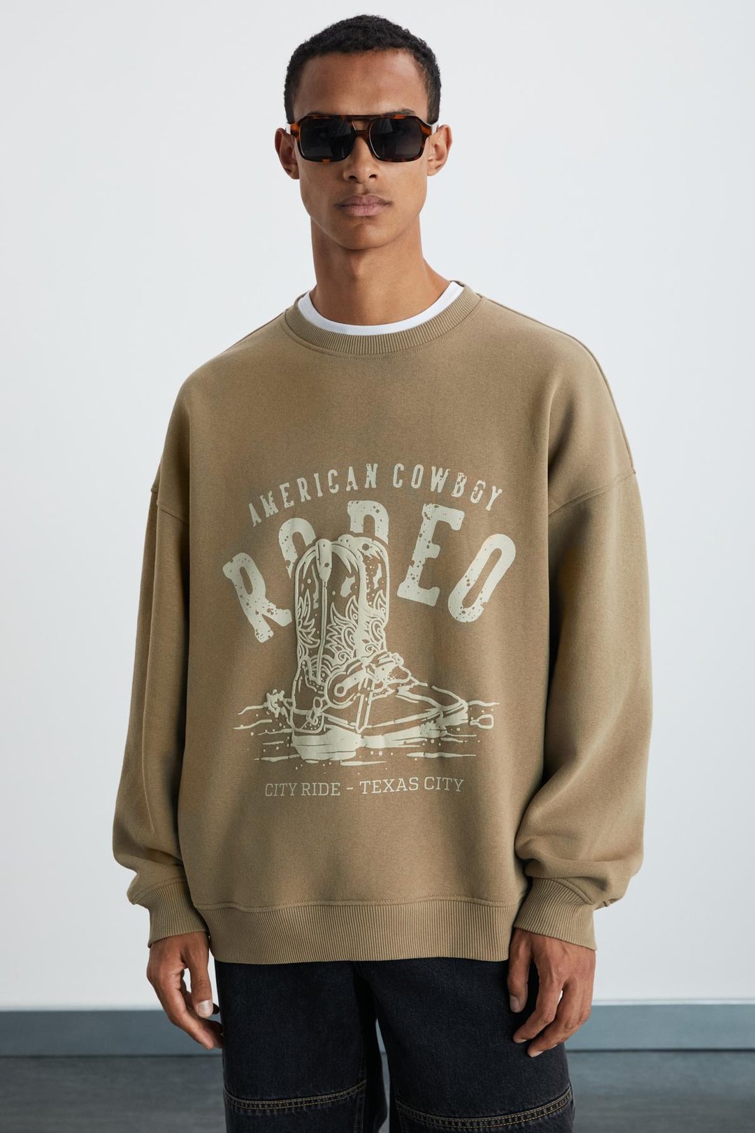 EKKO Erkek Yumuşacık Kışlık Kumaşlı 3 İplik Organik Pamuk Örme Ovesize Vizon Sweatshirt