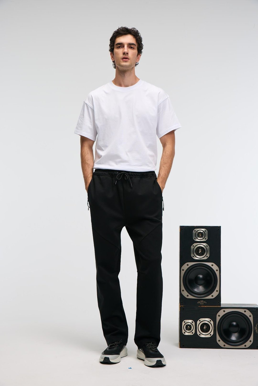 ELLIS Erkek Baskılı Beli Lastikli Kordonlu Siyah Eşofman Altı