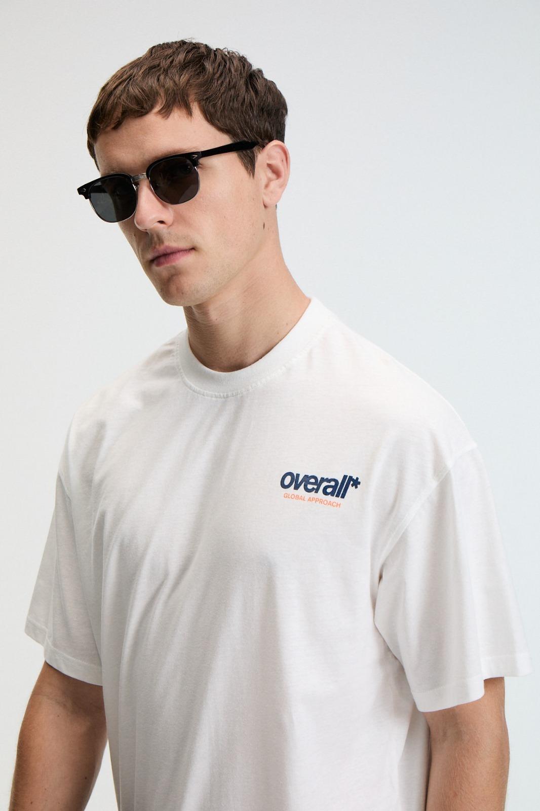 FEAST Erkek %100 Pamuk Oversize Fit Baskılı Kısa Kollu Yuvarlak Yakalı Ekru T-Shirt