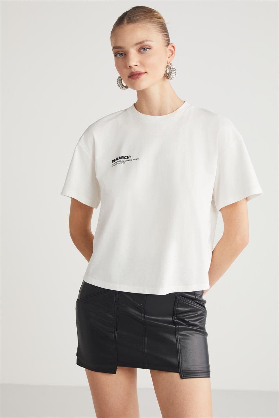 FINA  Regular Ekru Tekli T-Shirt