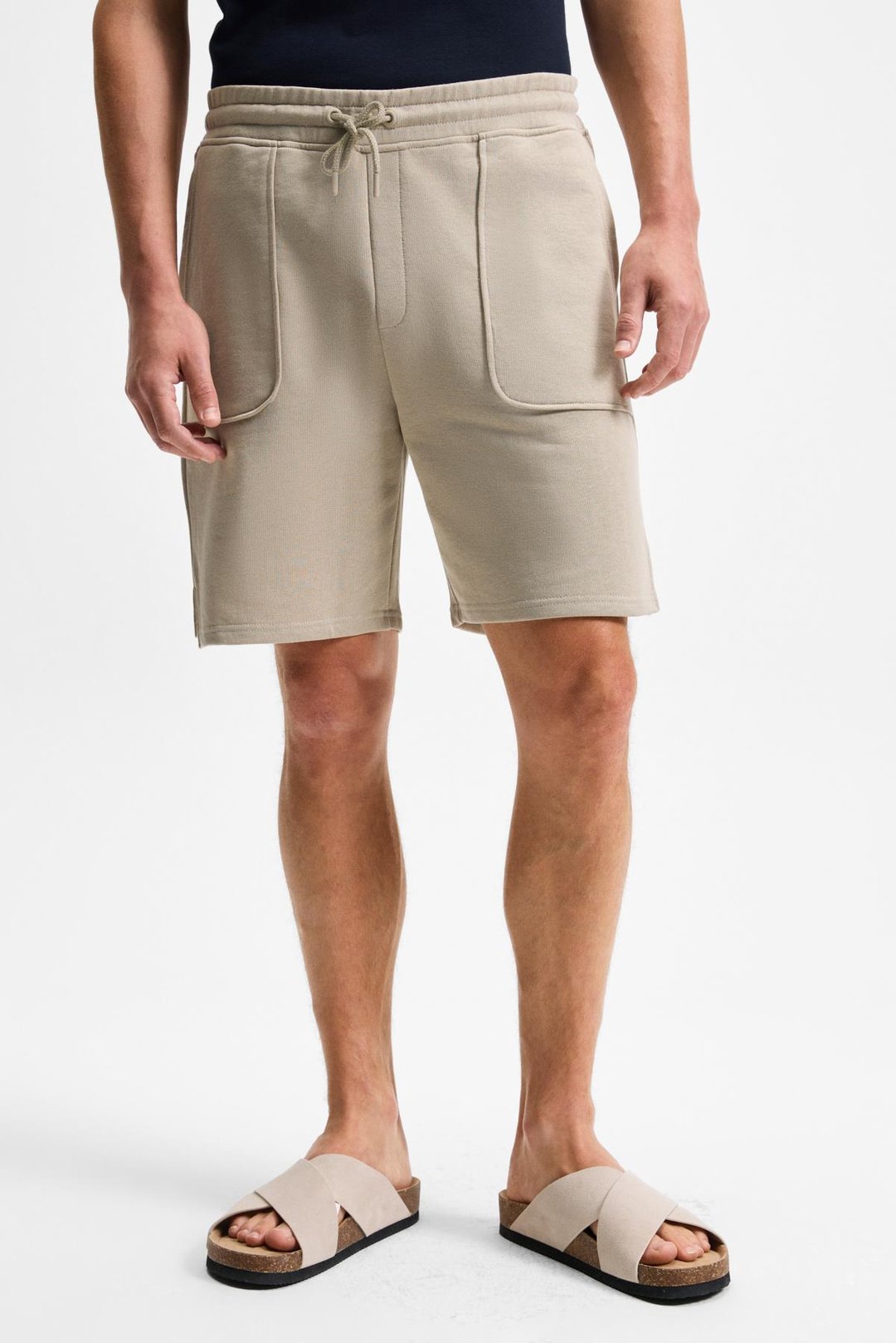 GAUCI Erkek Beli Lastikli Yan ve Arka Cepli Relaxed Taş Rengi Şort