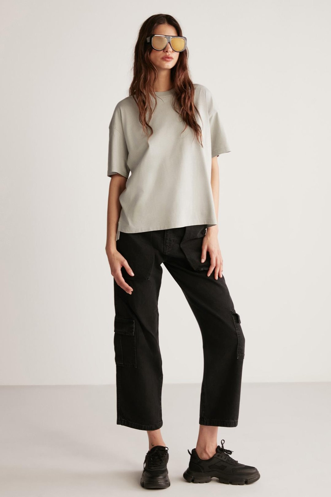 JEMMY Basic Relaxed Açık Gri Tekli T-Shirt