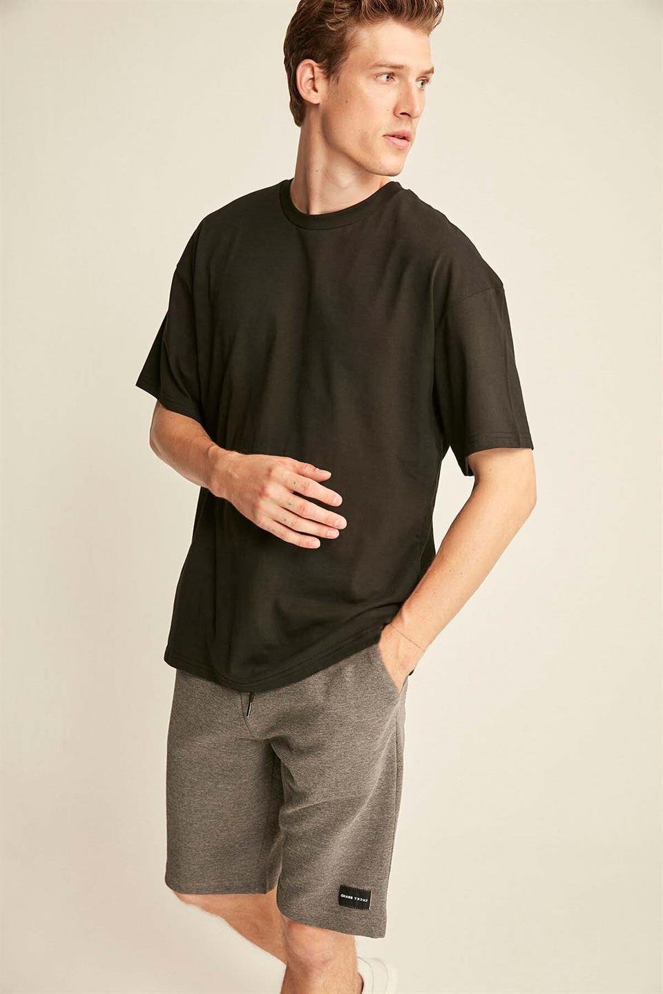 JETT Örme Oversize Siyah  T-Shirt