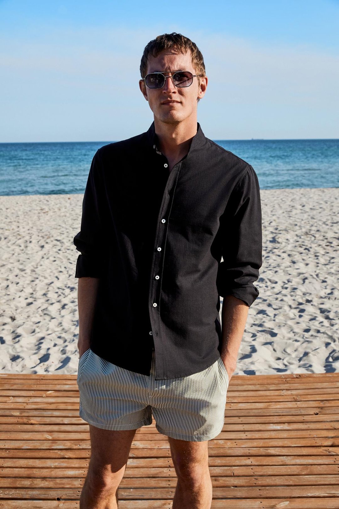 JEZER Erkek Hakim Yaka Uzun Kollu %100 Pamuk Regular Fit Siyah Gömlek