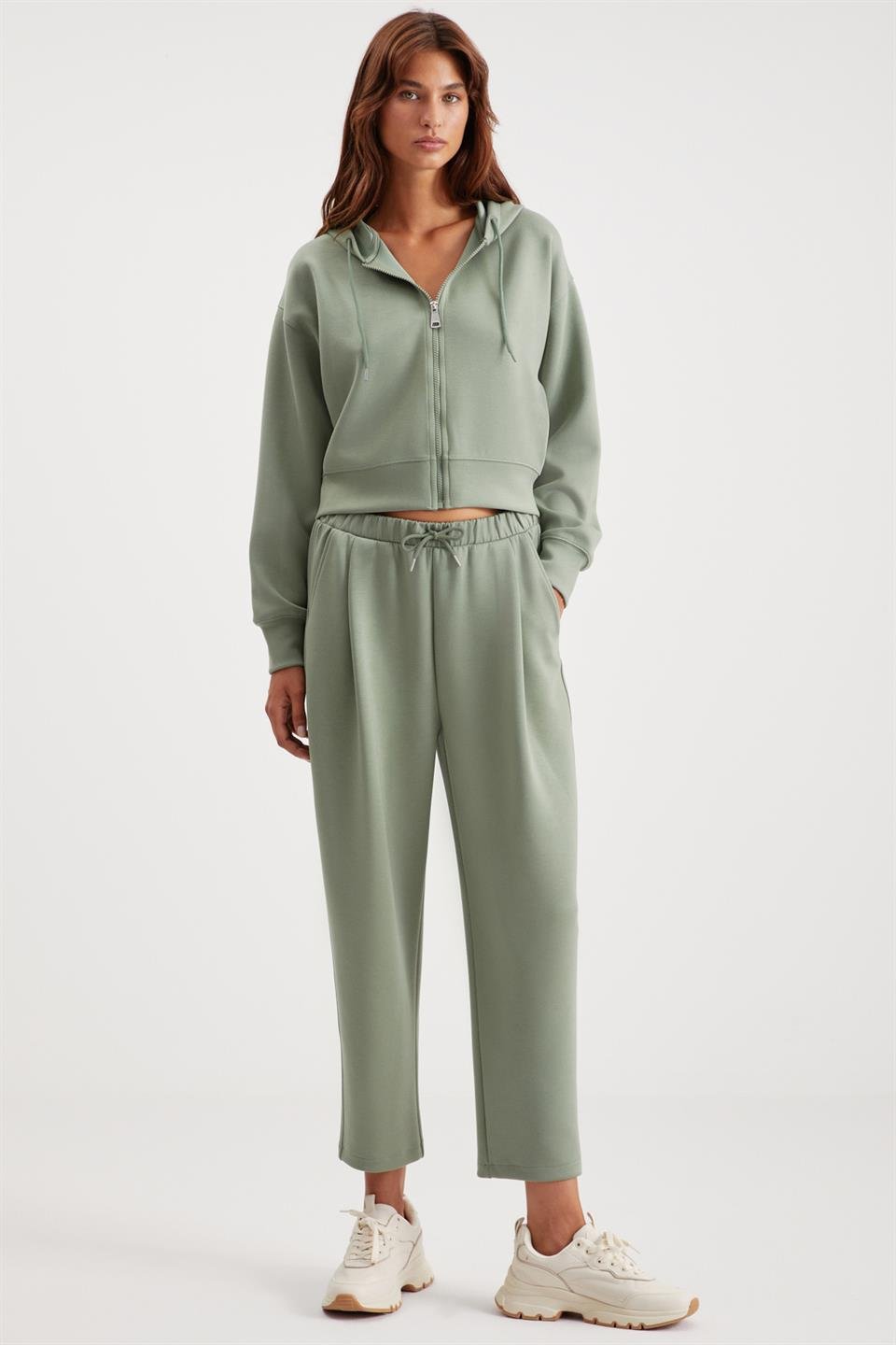 JILL  Relaxed Mint Yeşil Tekli Sweatshirt