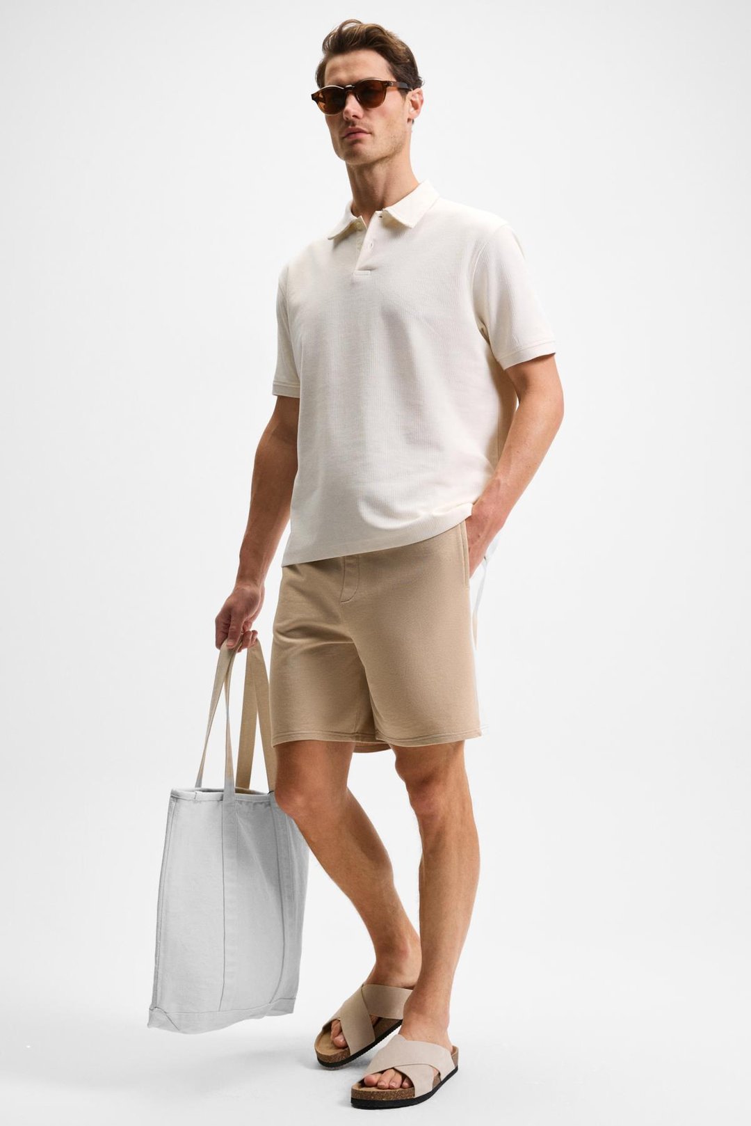 KEPA Erkek Beli Lastikli Cepli Relaxed Fit Bej Şort