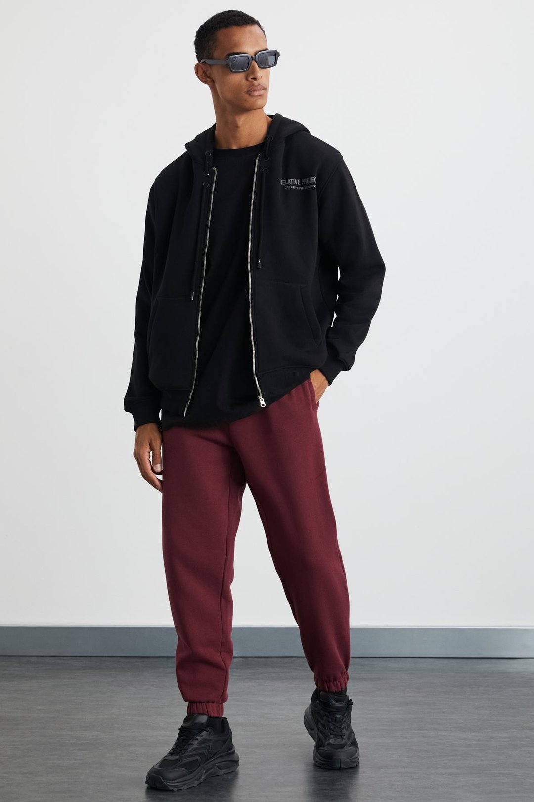 KYOTO Erkek Organik Pamuklu İçi Polarlı Geniş Kesim Paçası Lastikli Jogger Kırmızı Eşofman Altı