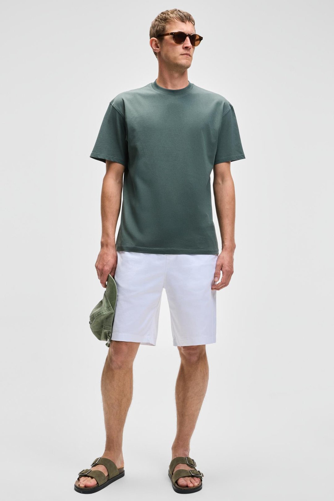 LASPER Erkek Likralı Yanları Cepli Beli Lastikli Relaxed Fit Beyaz Şort