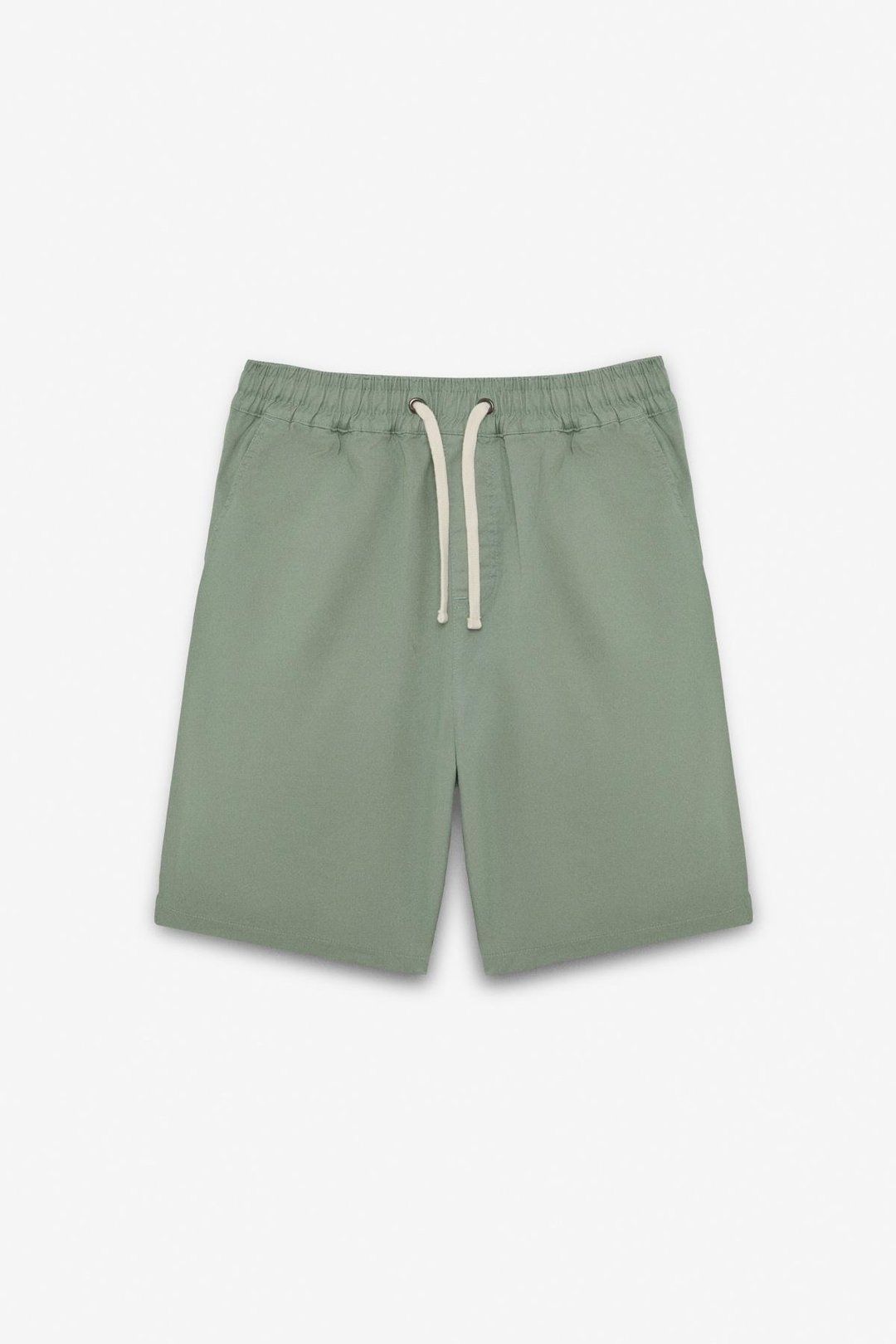 LASPER Erkek Likralı Yanları Cepli Beli Lastikli Relaxed Fit Yeşil Şort