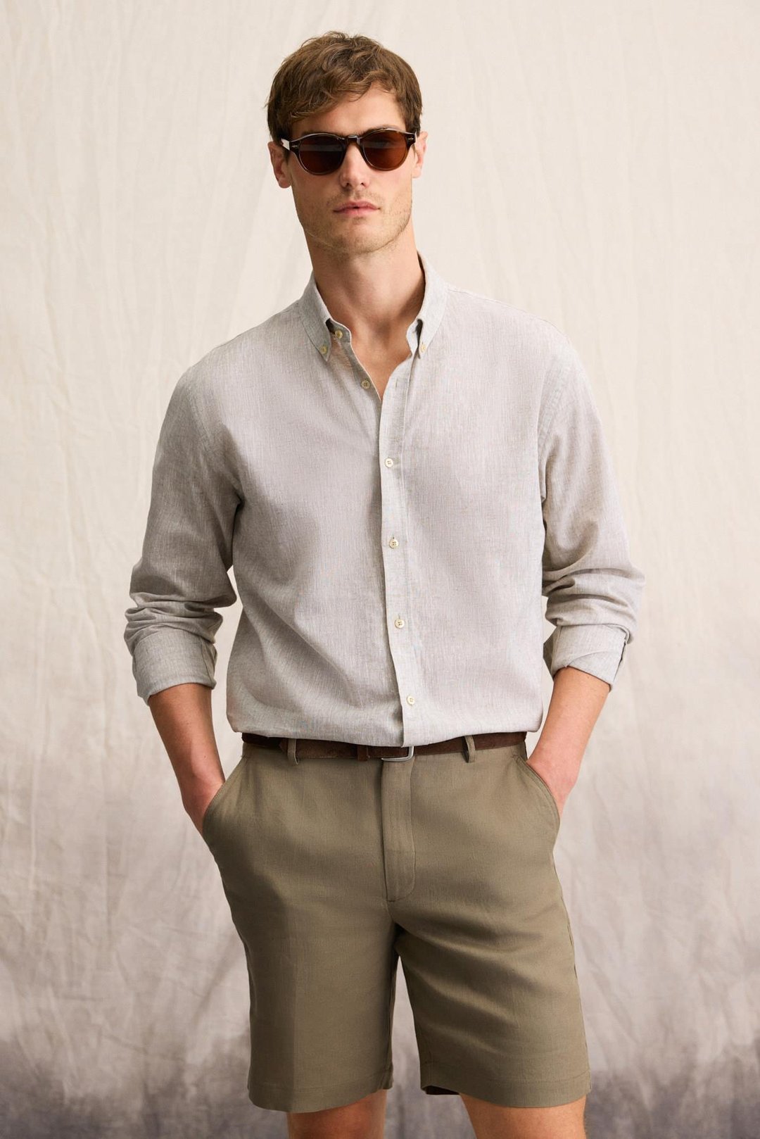 LASSE Erkek Gömlek Yaka Manşetli Uzun Kollu Regular Fit Haki Gömlek