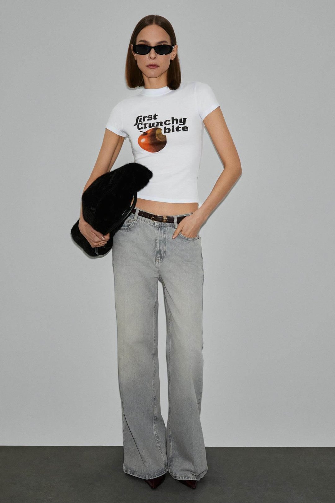LUMIVYA Kadın Organik Pamuklu Bisiklet Yaka Kısa Kollu Baskılı Slim Fit Beyaz T-Shirt
