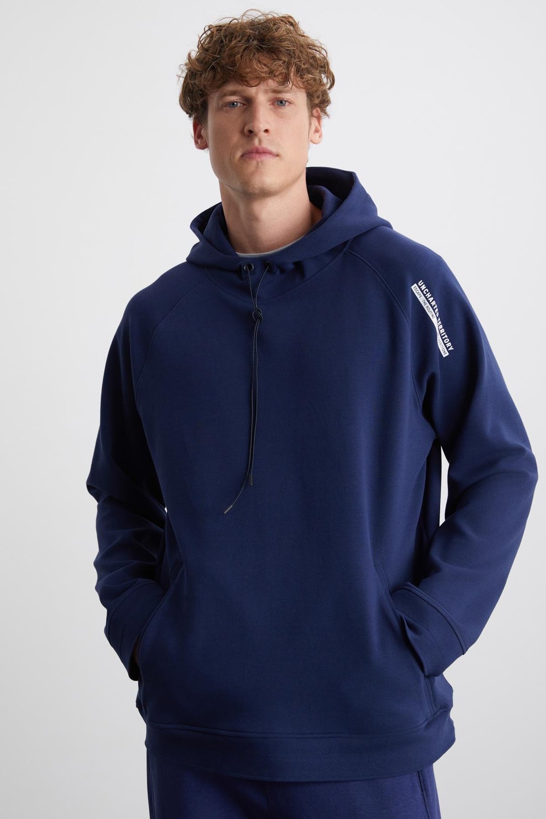 MALAGOS Erkek İçi Polarlı Yumuşacık 3 İplik İçi Şardonlu Regular Kapüşonlu Lacivert Sweatshirt