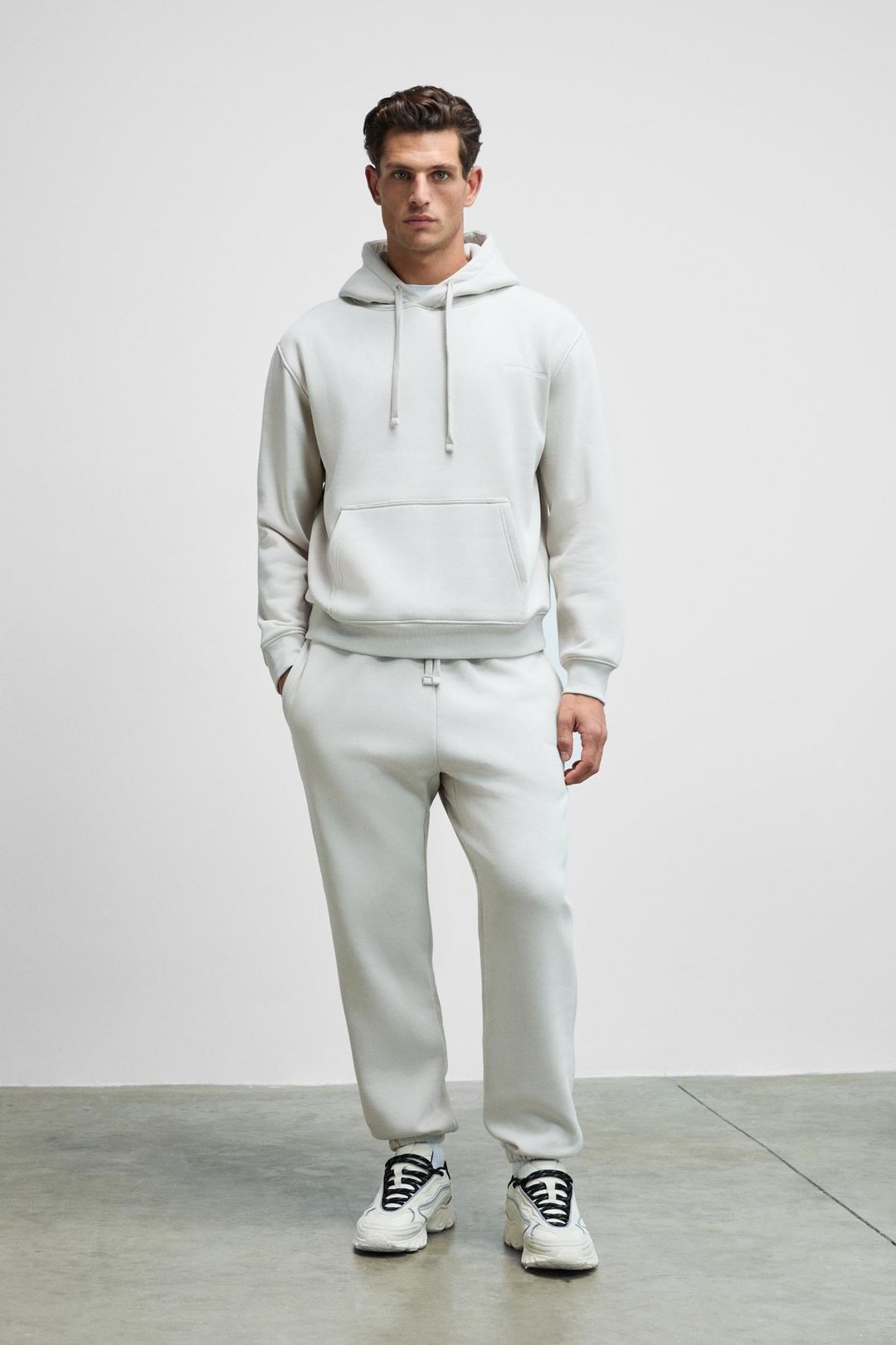 MARSHALLHOODIE Erkek Pamuklu İçi Polarlı Nakışlı Relaxed Gri Eşofman Takımı