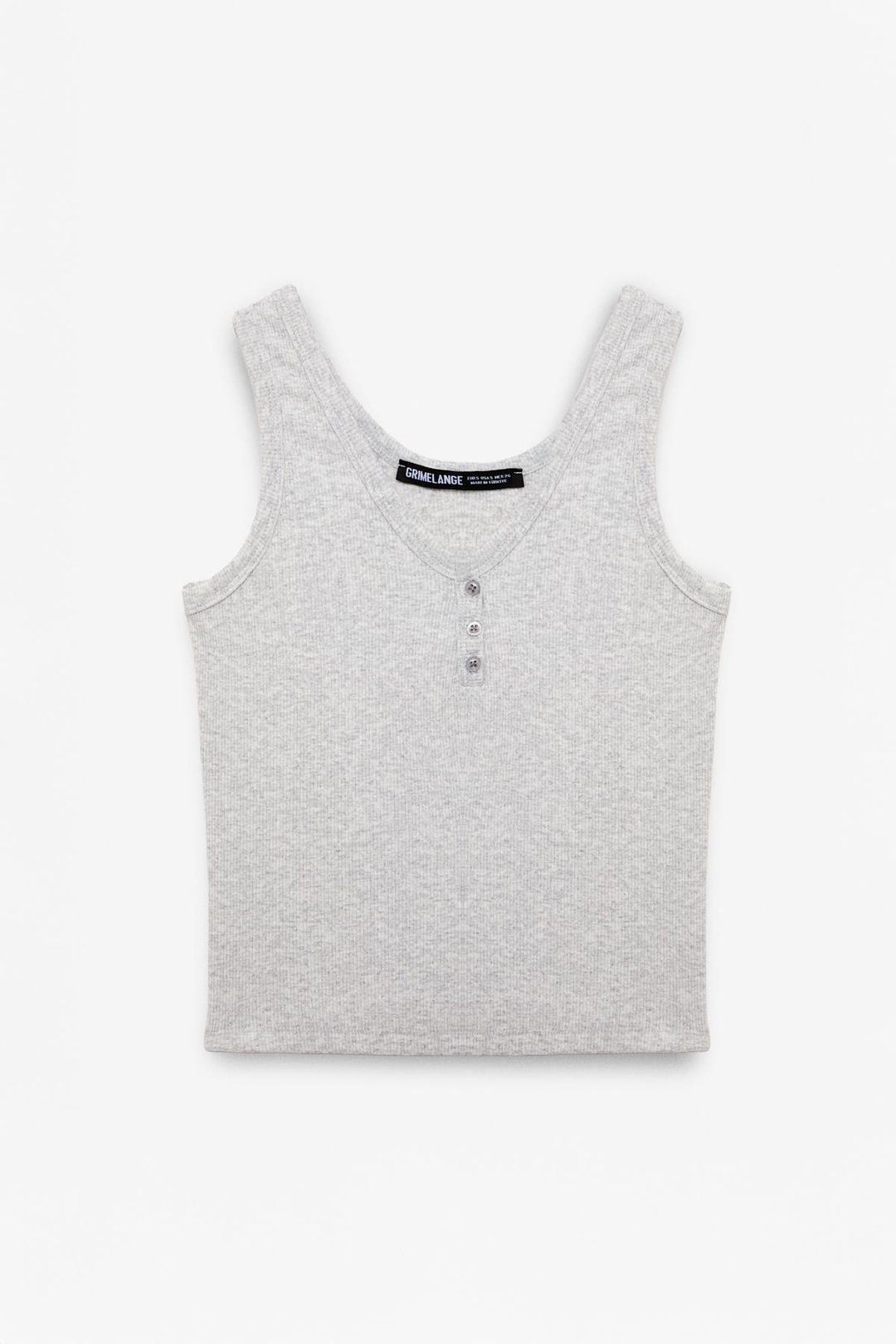 MAVSERA Kadın Kalın Askılı U Yaka Patlı Düğmeli Crop Slim Grimelanj Atlet