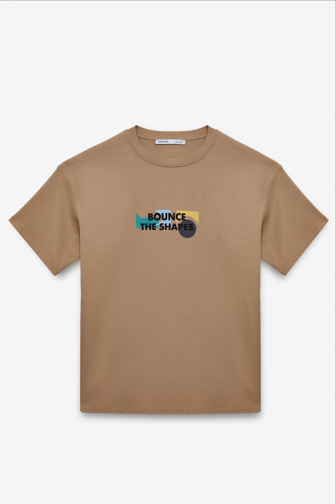 MILENNIAL Erkek Oversize Fit %100 Pamuk Kalın Dokulu Baskılı Koyu Bej T-Shirt