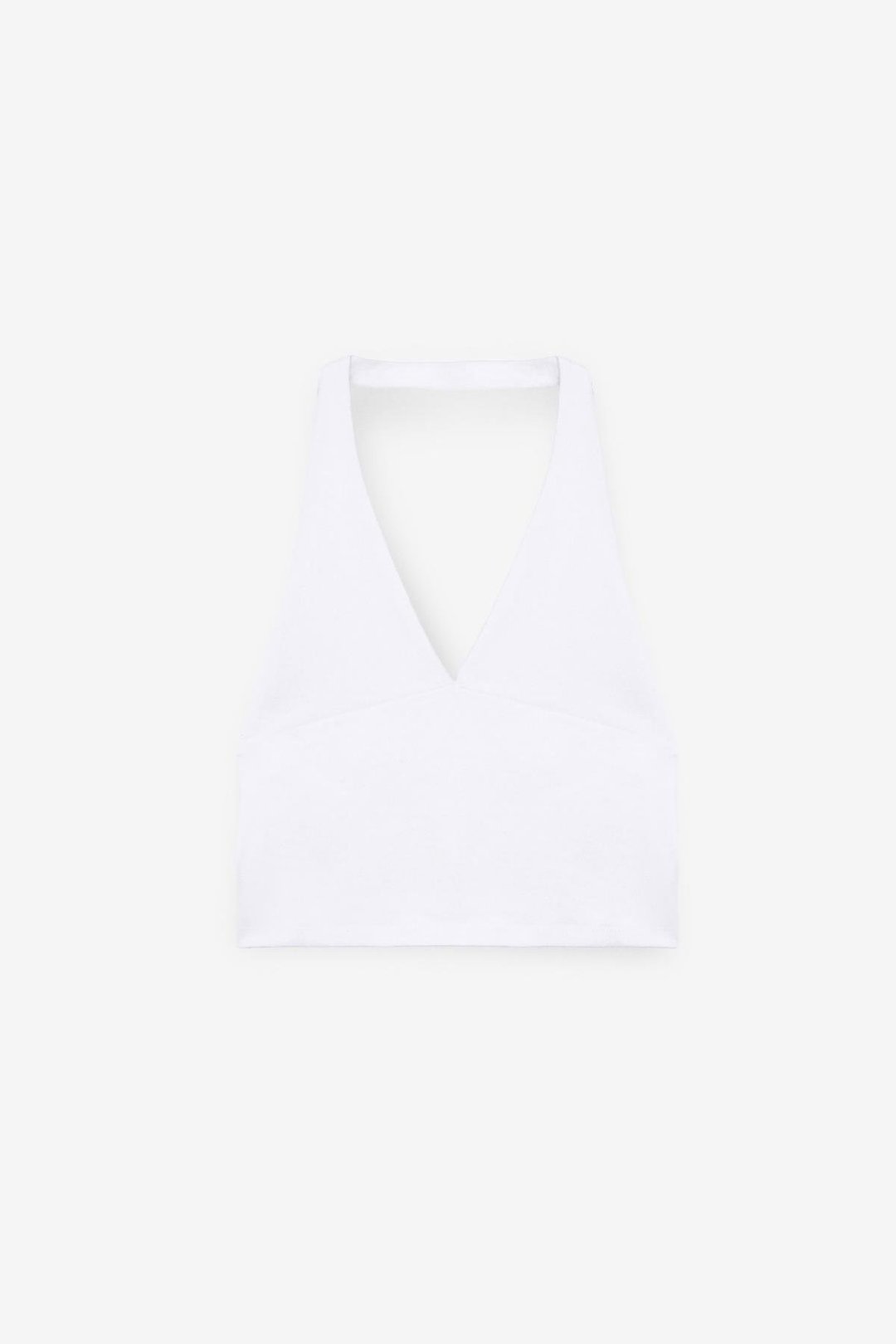 MORIENNE Kadın Halter Yaka Kalın Askılı Sırtı Açık Crop Beyaz Bluz