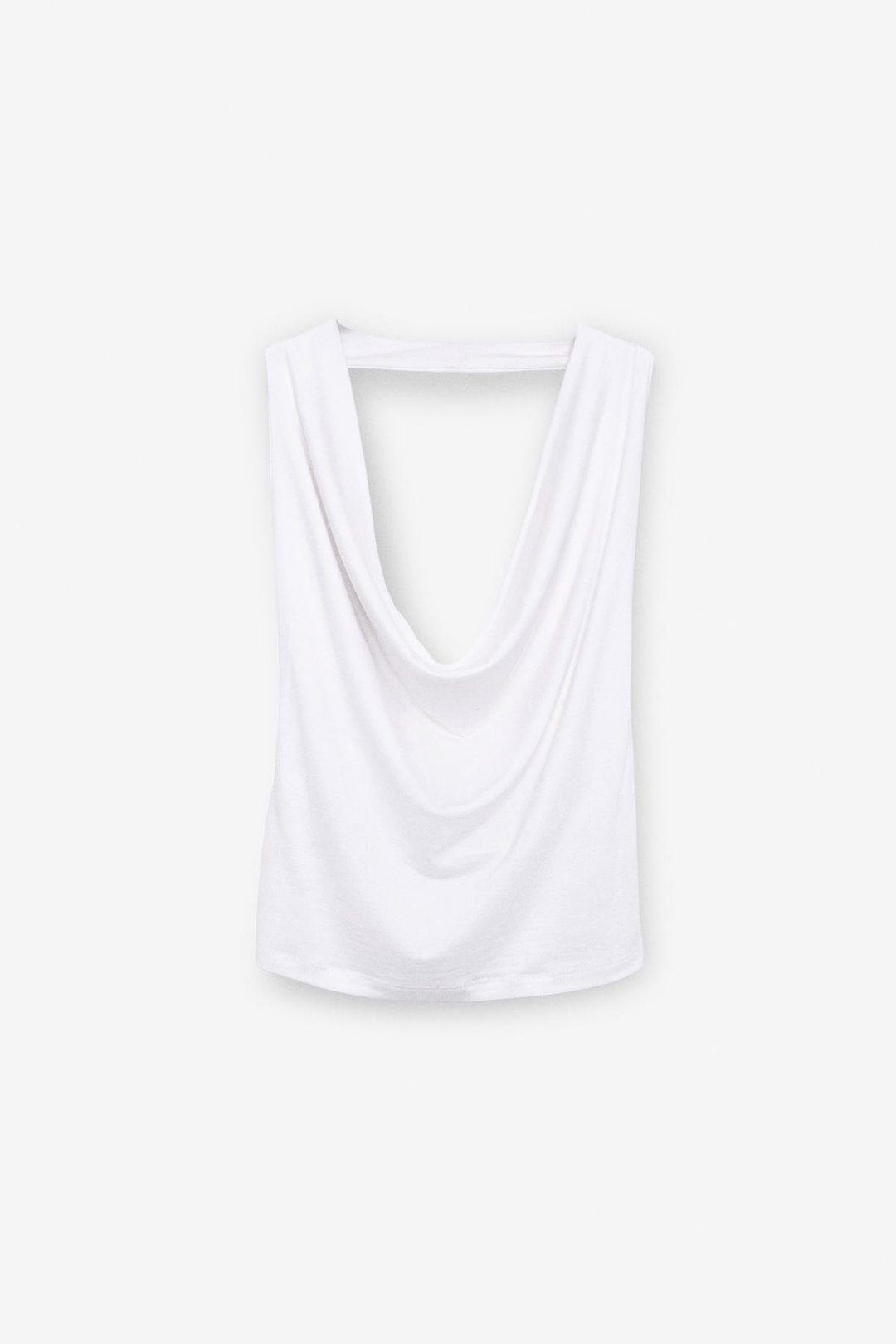 NESLIVA Kadın Degaje Halter Yaka Kalın Askılı Sırtı Açık Crop Beyaz Bluz