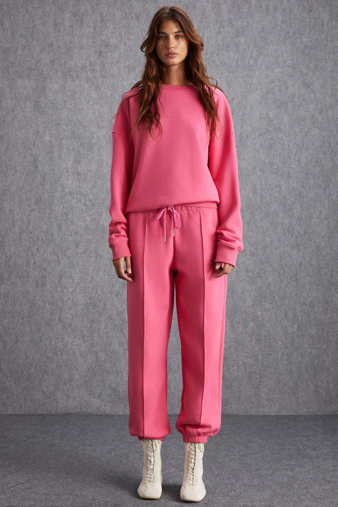 NORDIA Basic Regular Pembe Tekli Sweatshirt