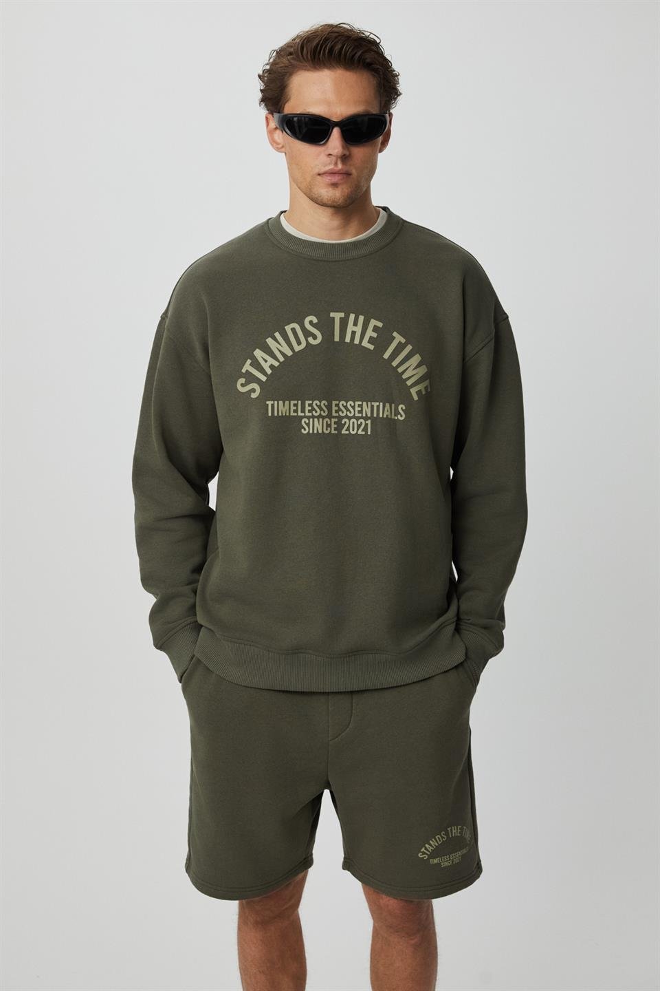 NORTON Erkek Yuvarlak Yaka 3 İplik Haki Sweatshirt
