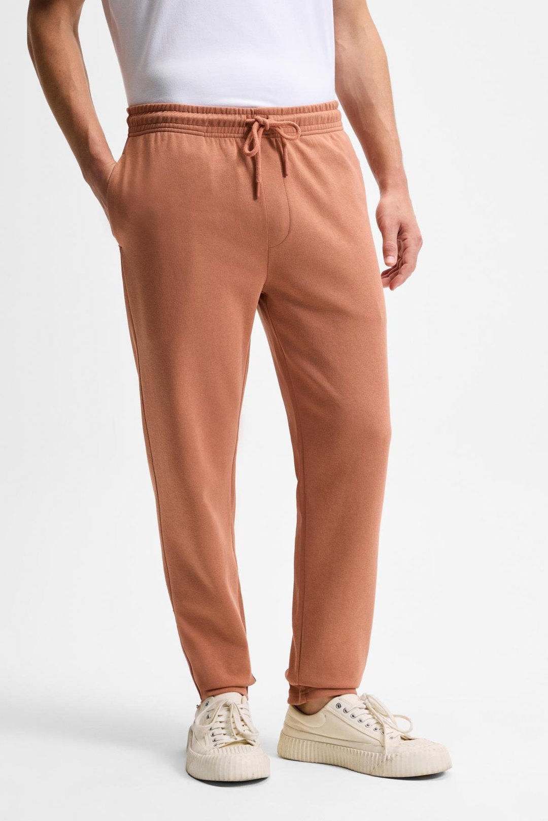 OLSEN Erkek Beli Lastikli Kordonlu Yanları Cepli Arkada Süs Fletolu Relaxed Fit Kiremit Rengi Eşofman Altı