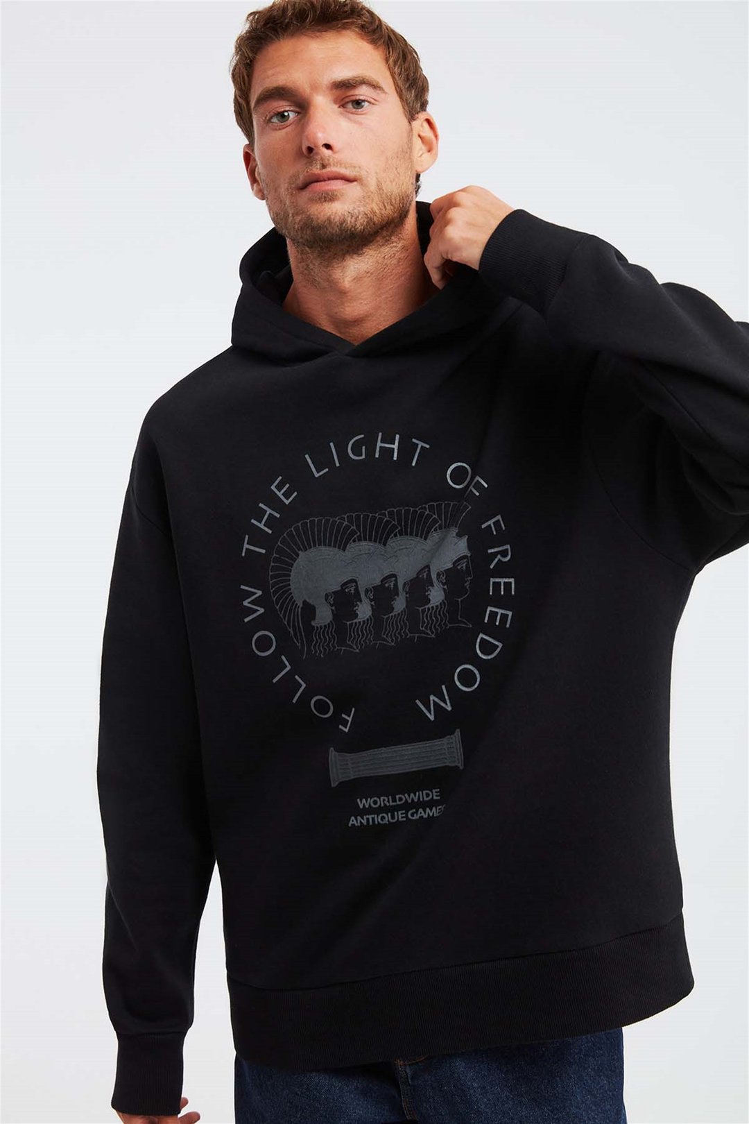 OLYMPOS Örme Oversize Siyah  Sweatshirt