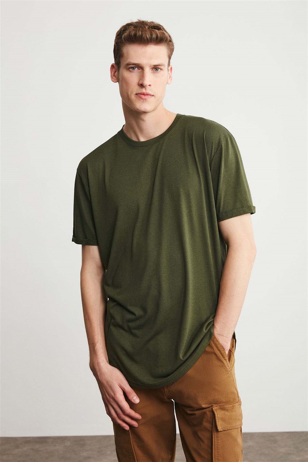 OSCAR Örme Comfort Fit Haki  T-Shirt