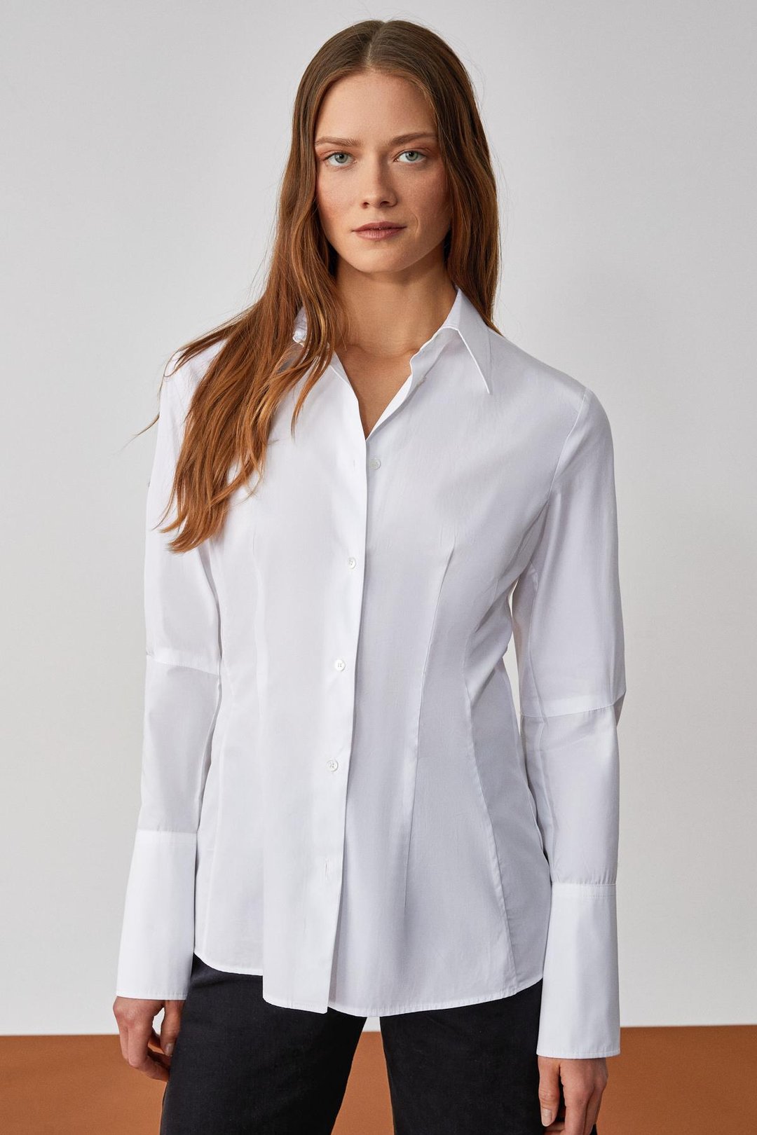 PAPILUS Kadın Regular %100 Organik Pamuk İnce Uzun Gömlek Yaka Uzun Kollu Beyaz Gömlek