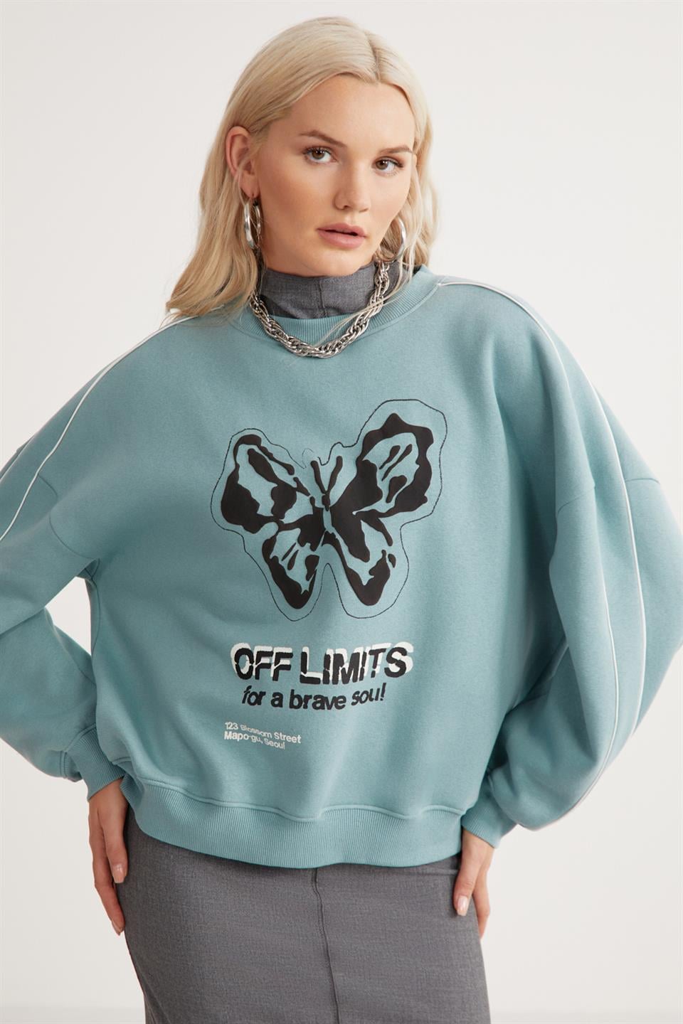 RAKETI  Relaxed Yeşil Tekli Sweatshirt