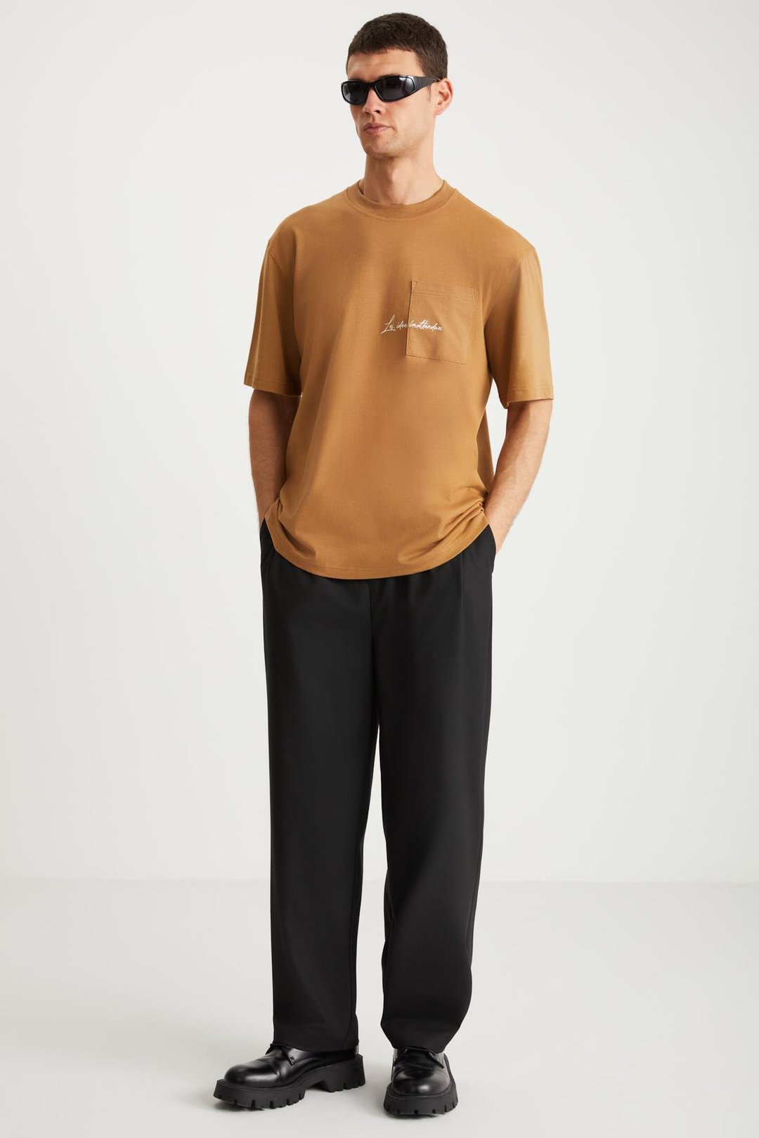 RAMADAN  Comfort Kahverengi Tekli T-Shirt