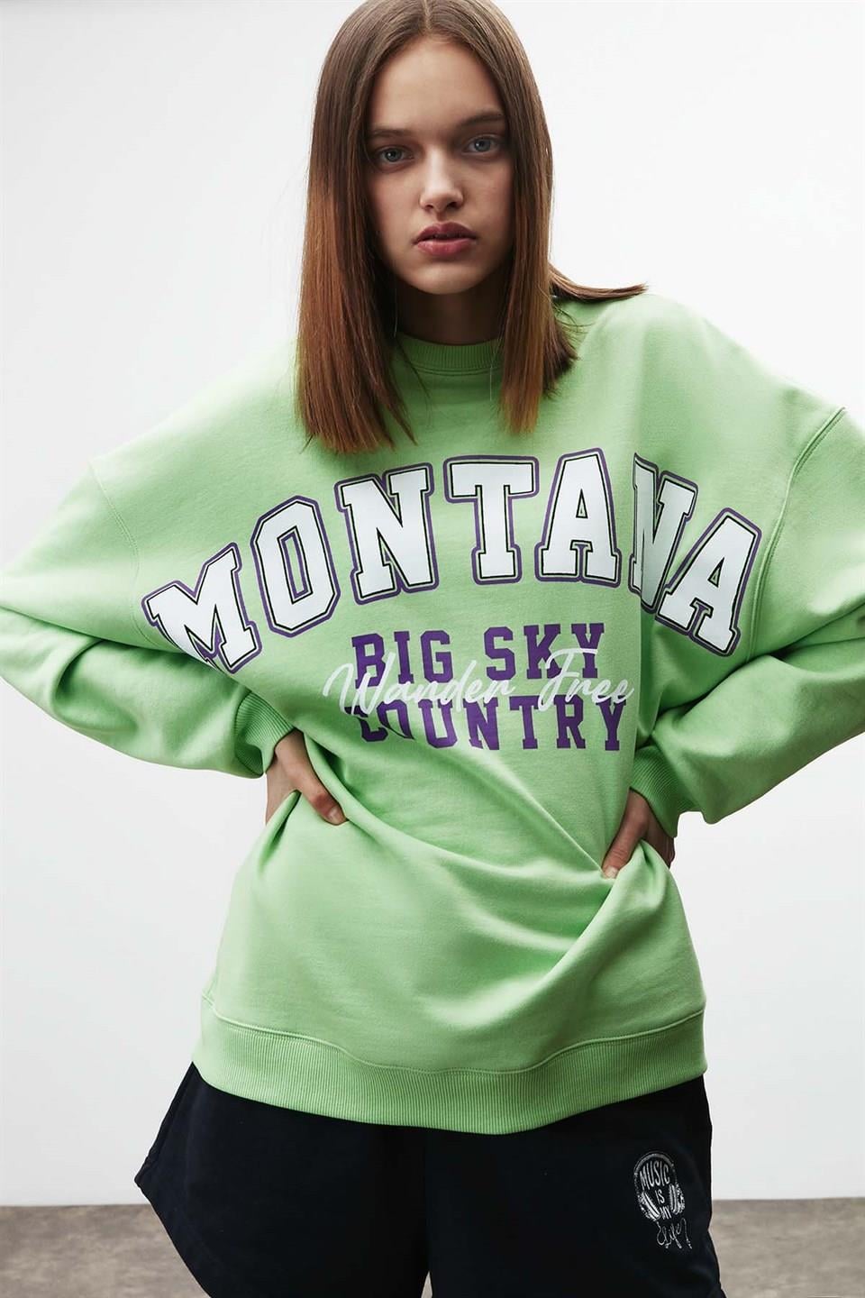 RAMONA Oversize Yeşil Sweatshirt
