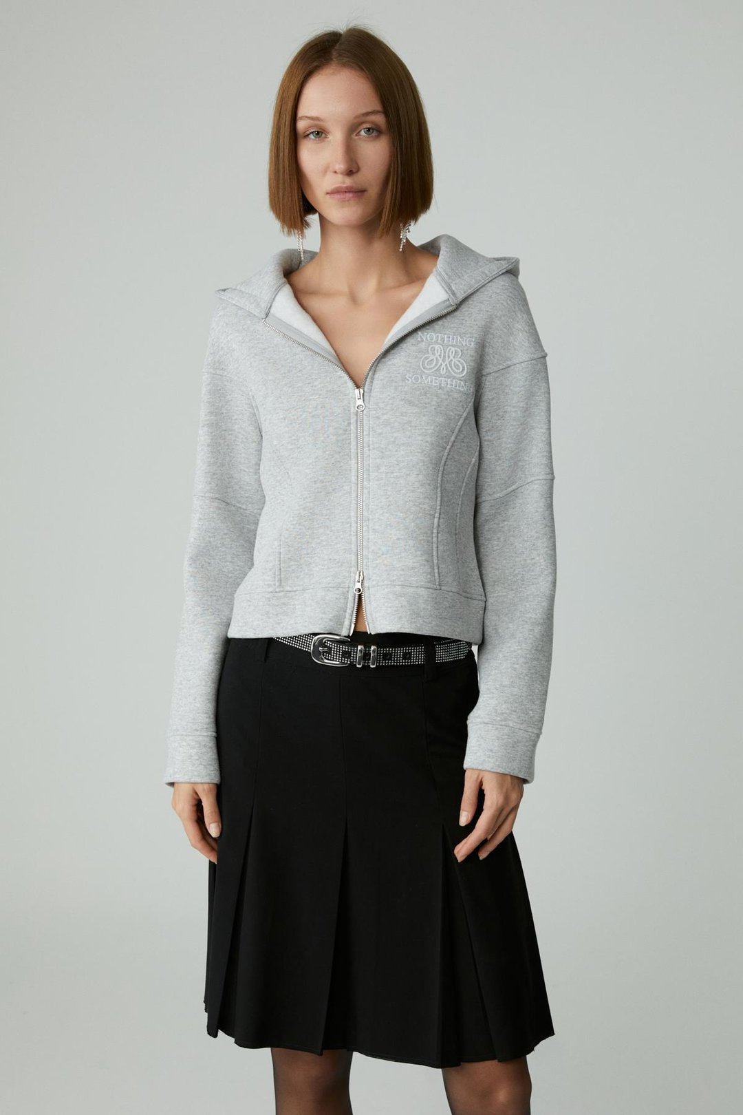 ROBINA Kadın Şardonlu Kapüşonlu Nakış Detaylı Grimelanj Sweatshirt